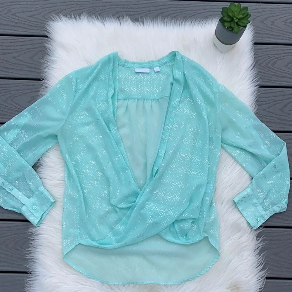 New York & Company sparkle chiffon wrap top